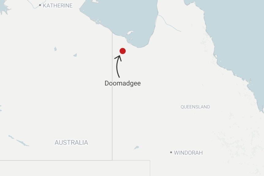 Map showing where Doomadgee is, nea rthe Gulf of Carpentaria