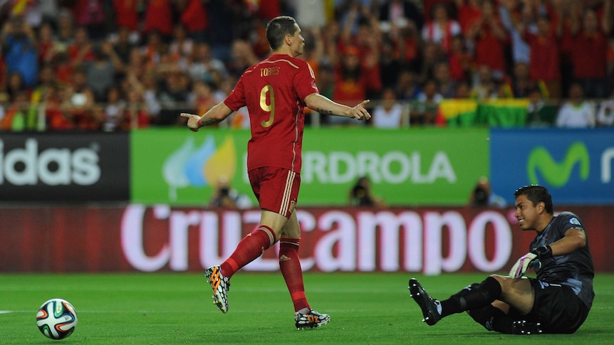 Fernando Torres converts a penalty for Spain