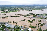 An aerial image of a flooded Gympie
