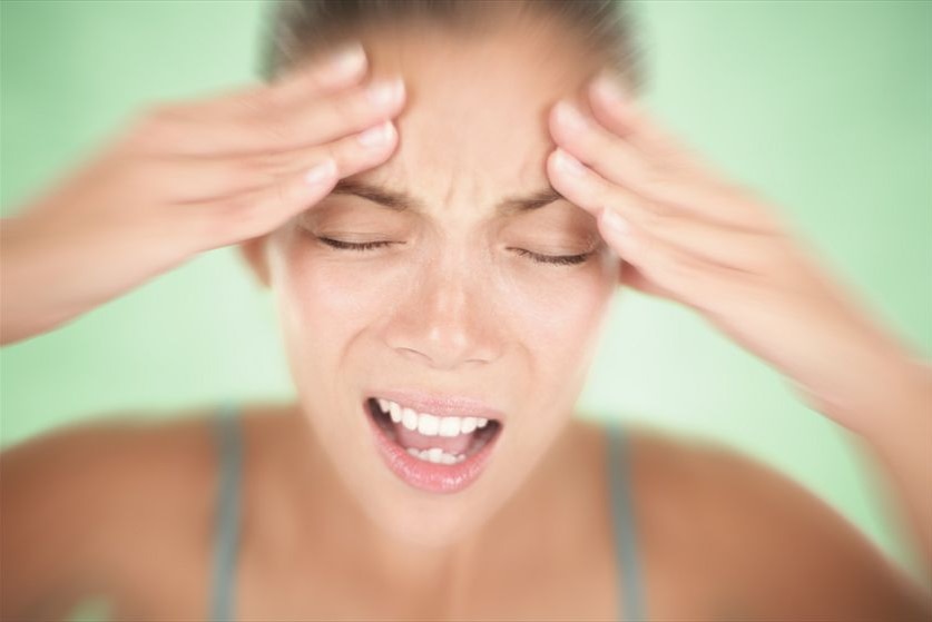 Woman with a severe headache