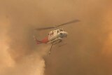 An aerial image of smoke pouring from a fire in the bush.