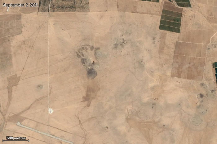 Satellite image of the site of the Zaatari refugee camp in Jordan, taken February 9, 2011 - Google Earth