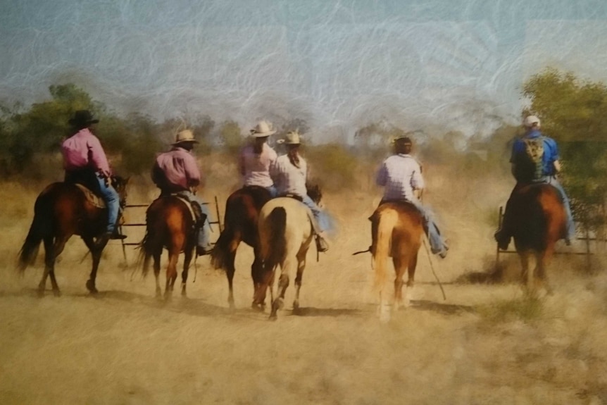 Jennie Bucknell's painting for the exhibition of works in Brisbane called "Life. Place. Red Dirt"