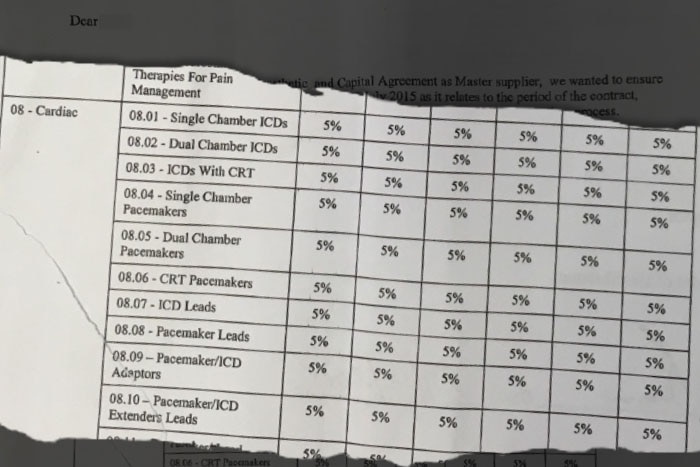 A section of leaked documents showing a schedule of rebates.