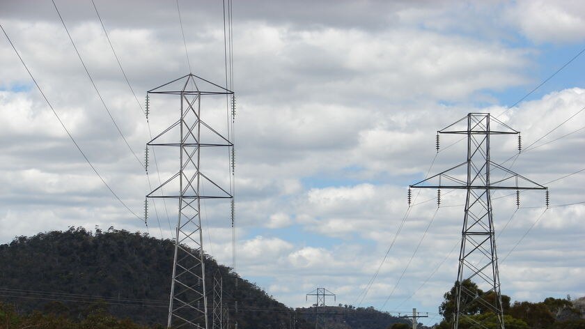 Power lines, transmission towers Tasmania 2008