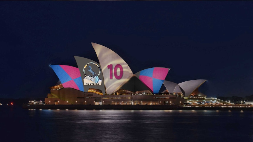 A mock-up of the projected barrier draw that will appear on the Sydney Opera House tomorrow