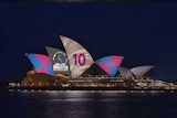 A mock-up of the projected barrier draw that will appear on the Sydney Opera House