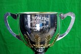 The winners cup on display at the new Women's AFL league in Melbourne on February 1, 2017.