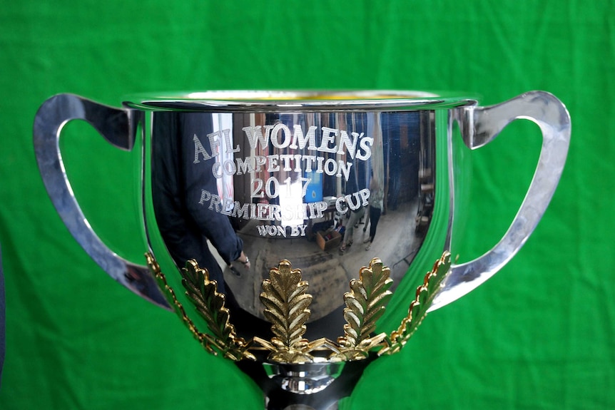 The trophy for the new AFL women's competition on display in Melbourne
