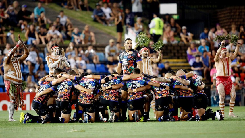 Greg Inglis leads the Indigenous All Stars' war cry