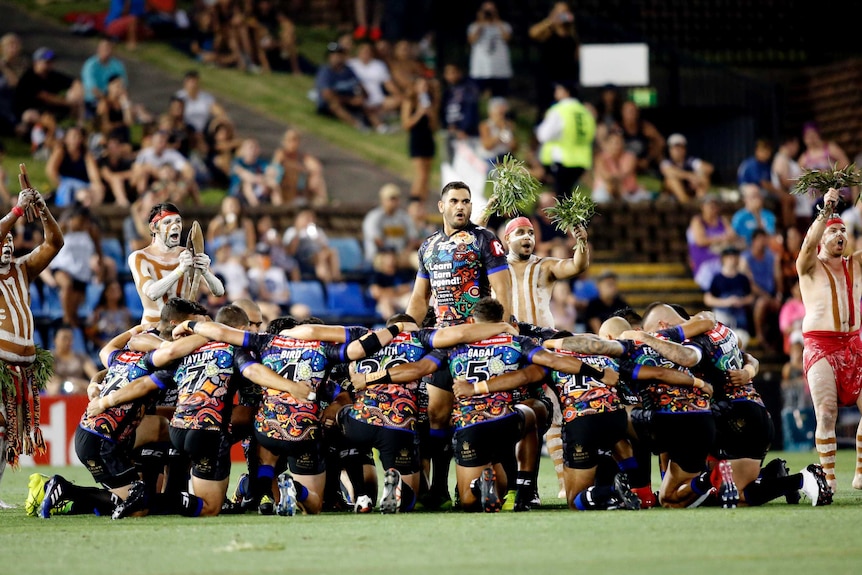 Greg Inglis leads the Indigenous All Stars' war cry