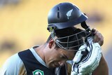 Crushing loss: Ross Taylor (9) was dismissed controversially in New Zealand's paltry innings of 118.
