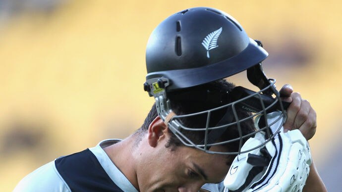 Crushing loss: Ross Taylor (9) was dismissed controversially in New Zealand's paltry innings of 118.
