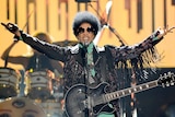 Musician Prince performs onstage in Las Vegas.