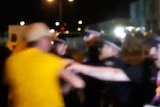 A still from a facebook video showing indigenous rights protesters clashing with police.
