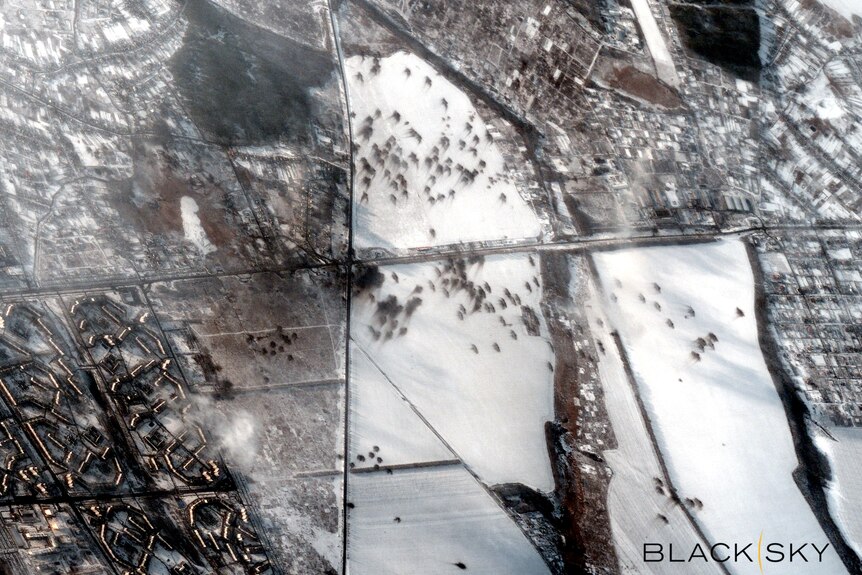 Satellite image shows effects of shelling in Kharkiv, Ukraine