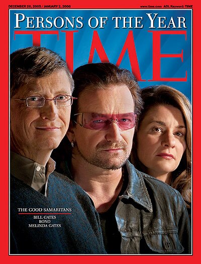 Bill Gates, Bono and Melinda Gates
