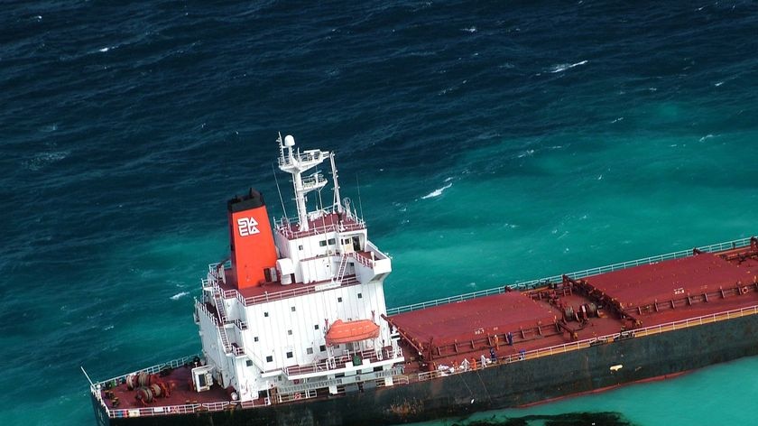 Two tugboats are in place to stabilise the ship.