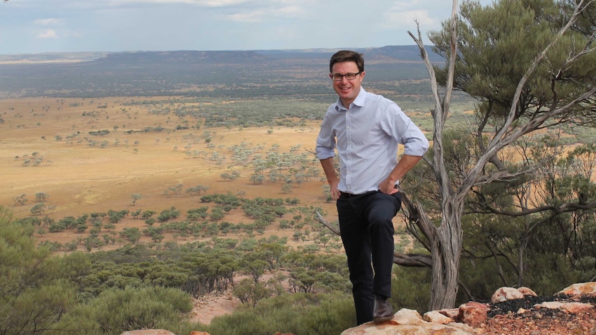 David Littleproud stands over the hills in Maranoa.