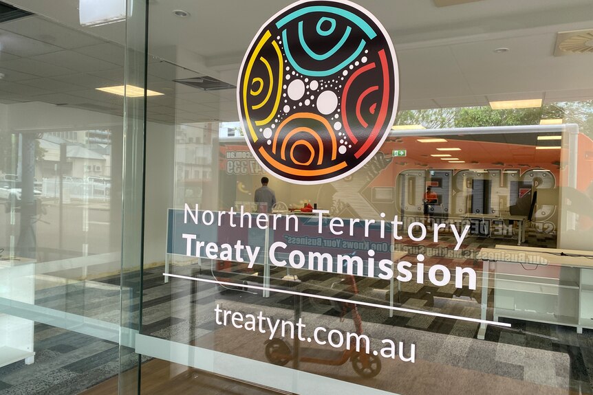 An office with a sign on the front window saying NT Treaty Commission