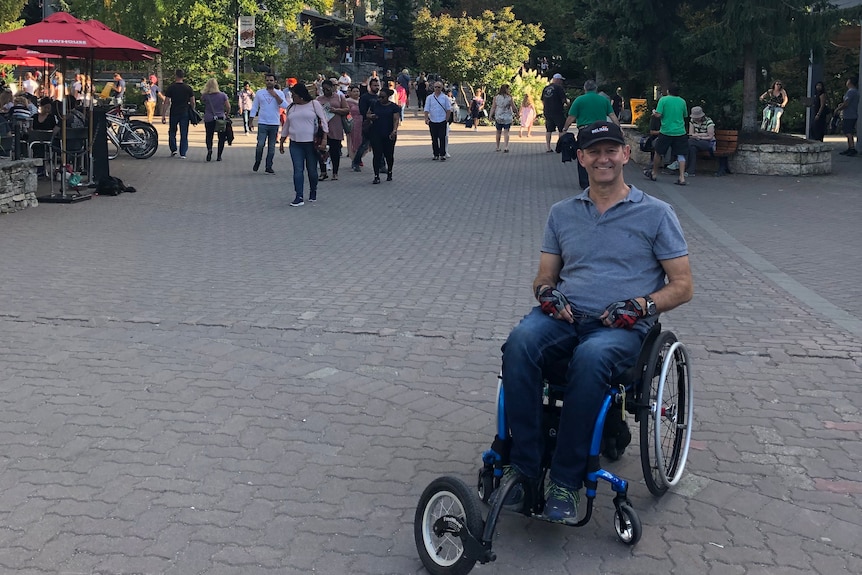 Man in wheelchair at Whistler.