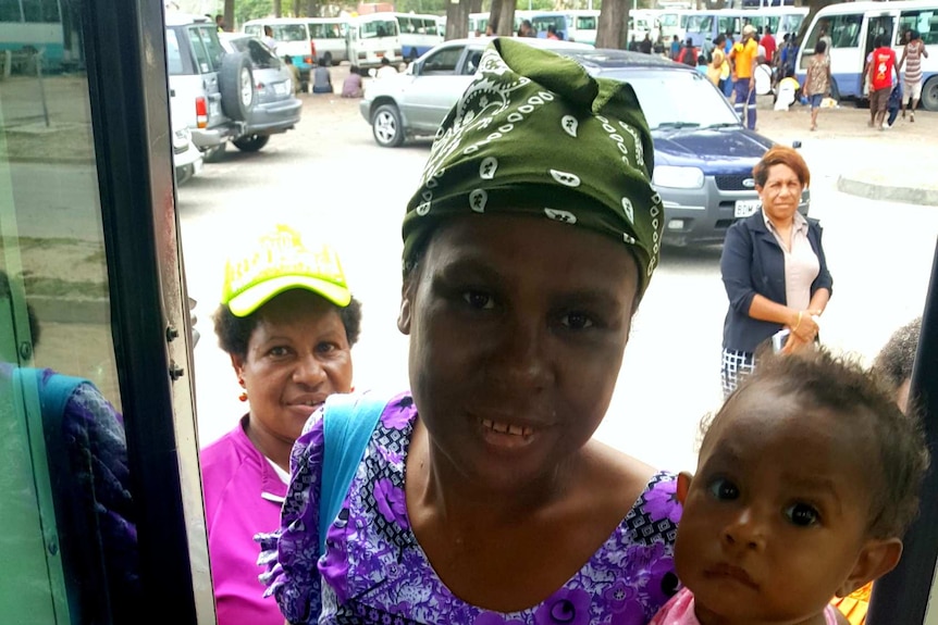 Women boarding the safe women bus in Port Moresby