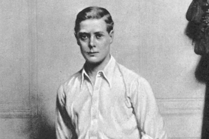 A black and white portrait of Edward VIII while he was Prince of Wales.
