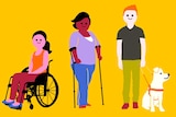 Illustration of different people for article on the impact of ableism in our society