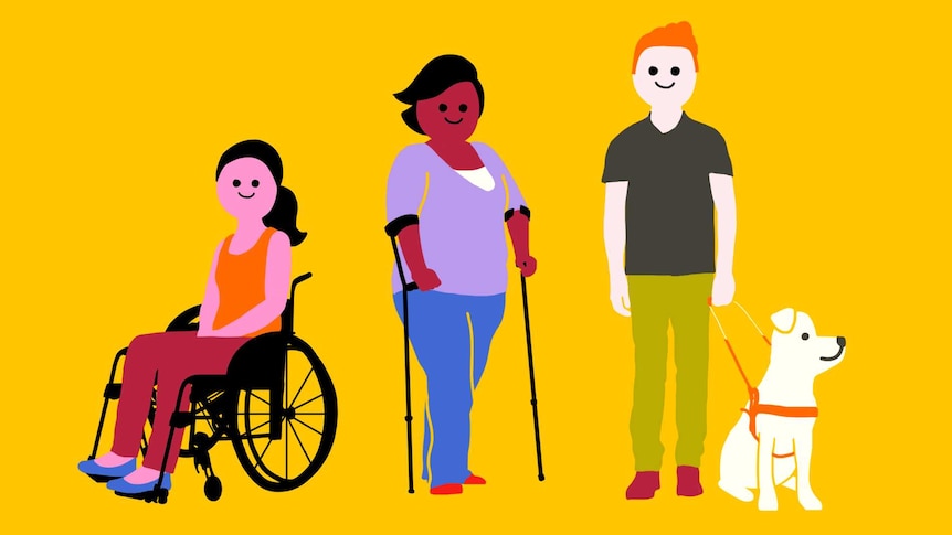 Illustration of different people for article on the impact of ableism in our society. Ausnew Home Care, NDIS registered provider, My Aged Care