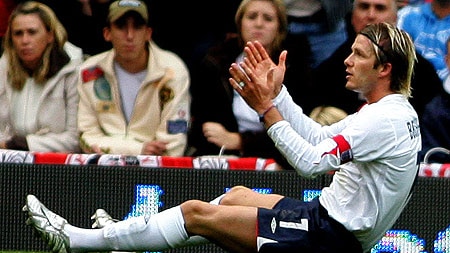 David Beckham has set his sights on 100 caps for England (file photo).