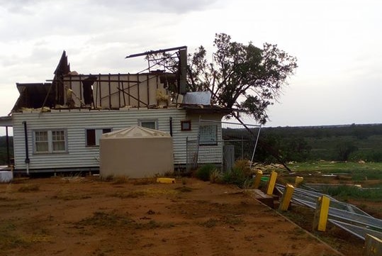 A house missing roof at Merbein, in Victoria's north-west, after a severe storm passed through.