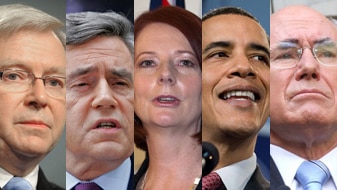 Composite: Kevin Rudd, Gordon Brown, Julia Gillard, Barack Obama, John Howard (AAP/AFP/ABC/AFP/ABC)
