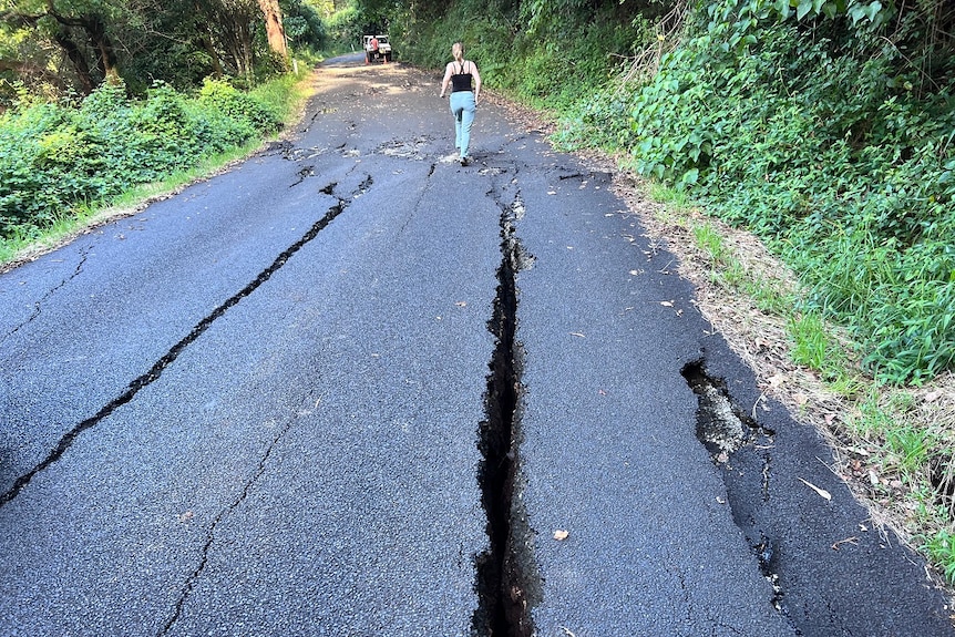 A road with cracks in it