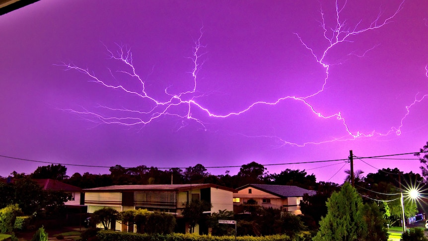 Lightning over Boondall in Brisbane's north.