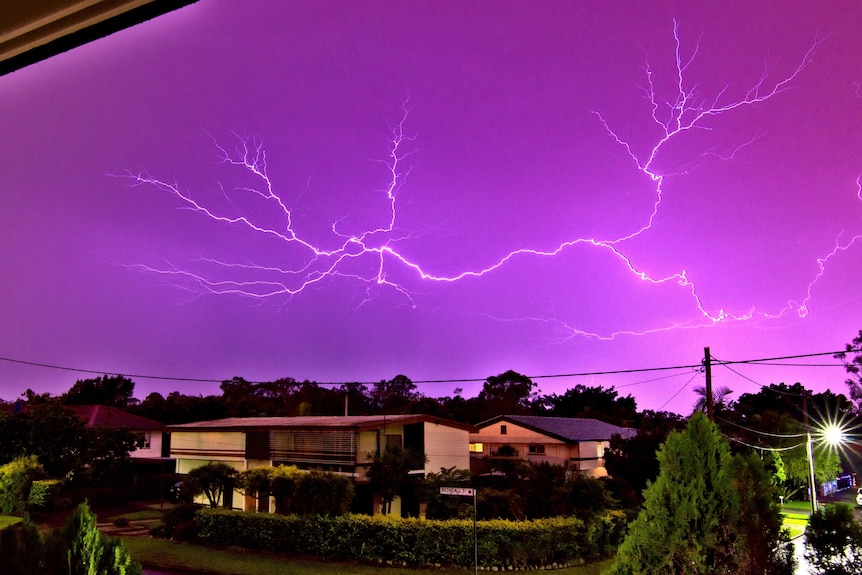 Lightning over Boondall in Brisbane's north.