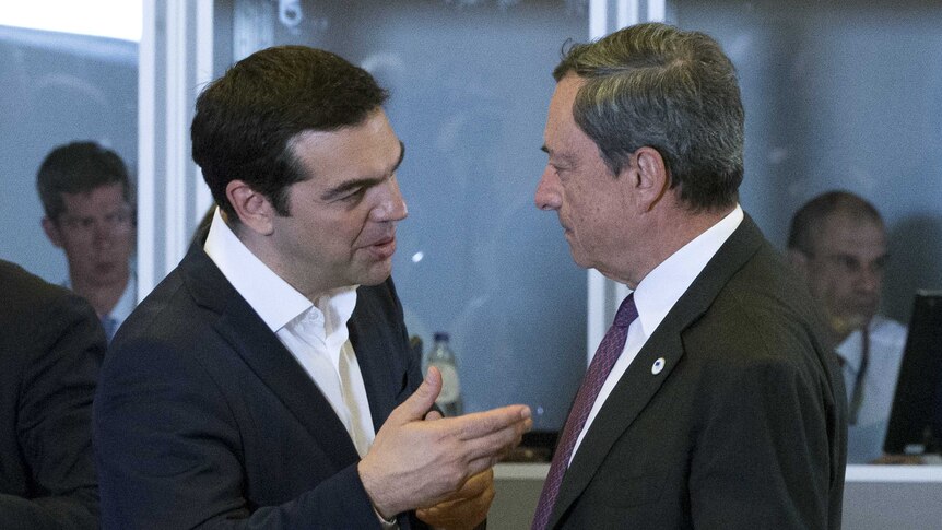 Alexis Tsipras and Mario Draghi