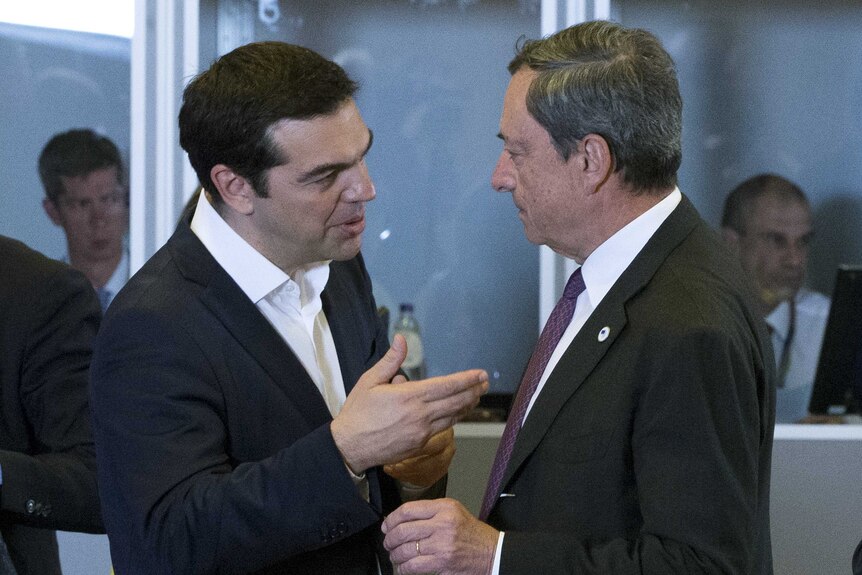 Alexis Tsipras and Mario Draghi