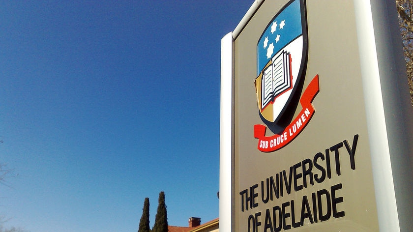 A sign at the Adelaide University campus.