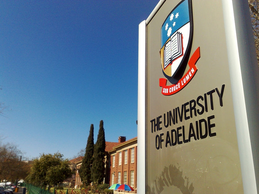 A sign at the Adelaide University campus.