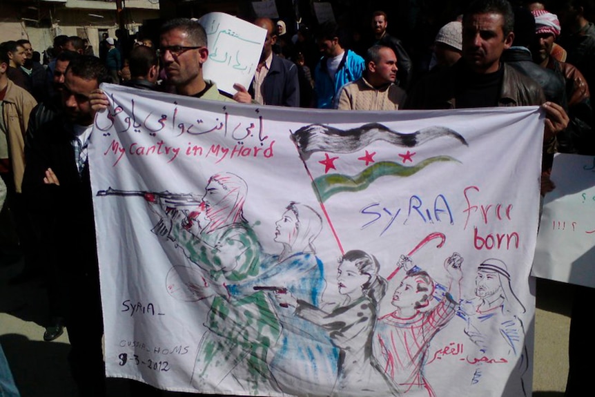 Syrians protest against the Assad regime