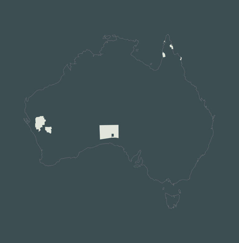 Map of Australia showing the LGAs with no top income earners.