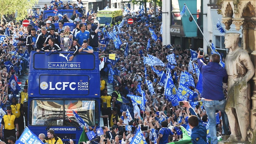 Leicester fans turn out in droves for Premier League trophy parade