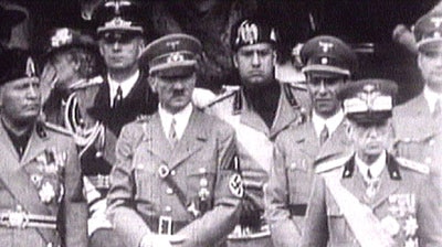 Benito Mussolini, Adolf Hitler and King Victor Emanuel III