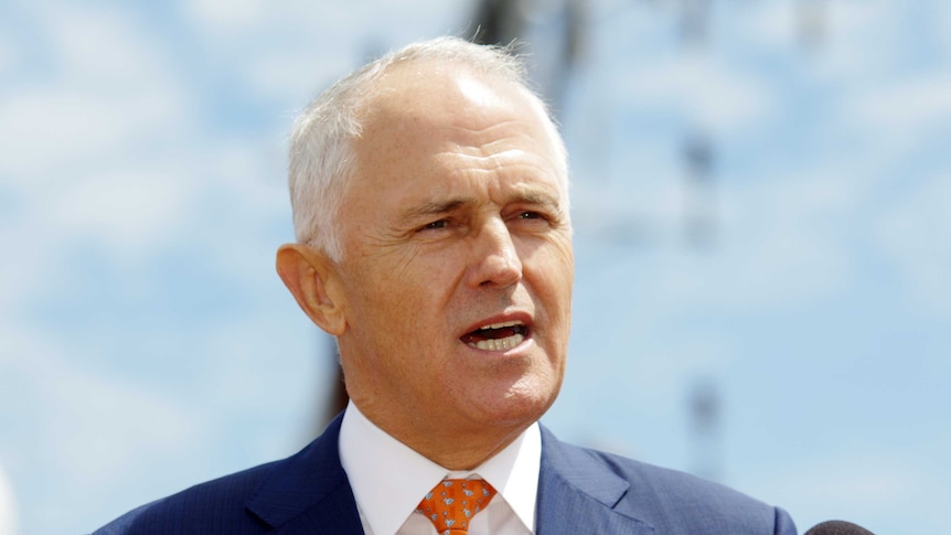 A head shot of Prime Minister Malcolm Turnbull speaking in Perth.