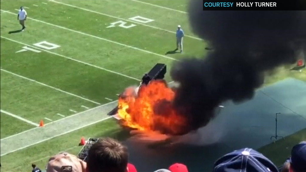 Dramatic images show on-field blaze before Titans-Colts kickoff