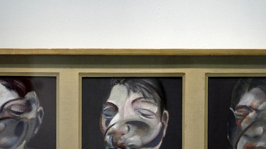 Three Studies for Self-Portrait depicts distorted, guttural images of Bacon.