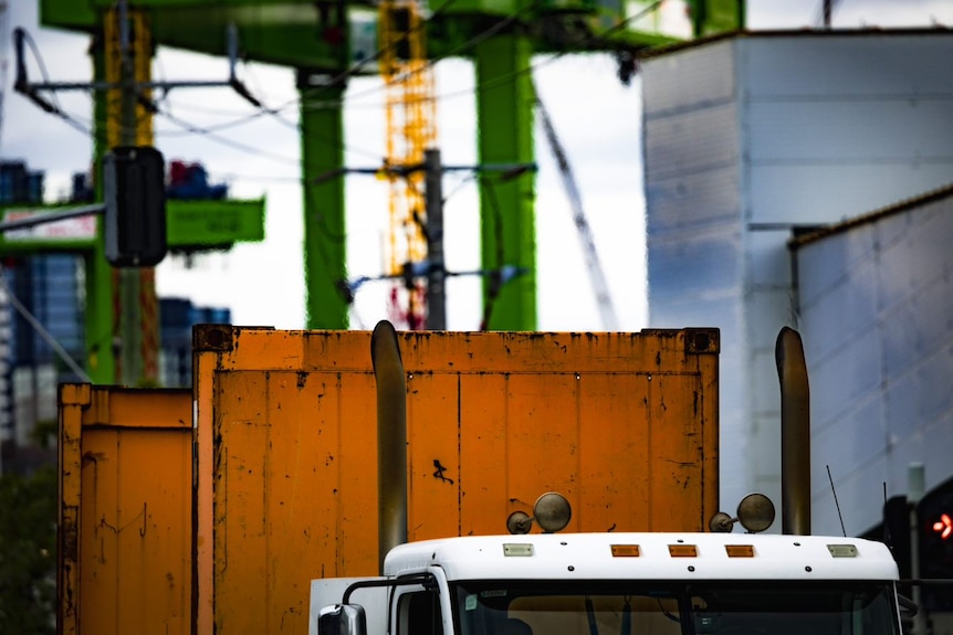 Fumes can be seen coming from a truck in Melbourne