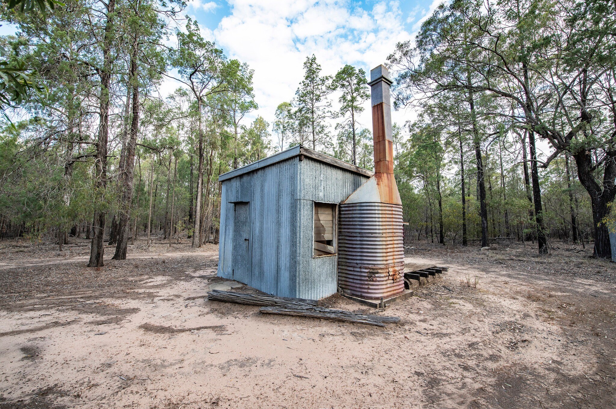 iron shack with chimney