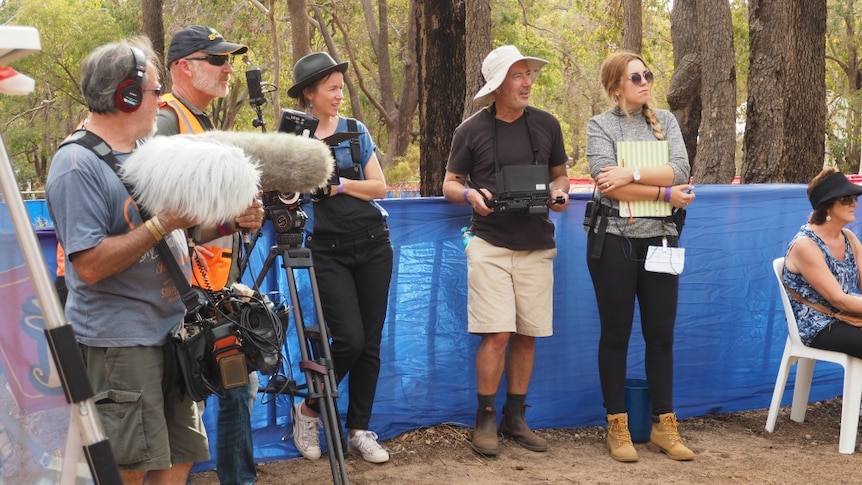 film crew on location