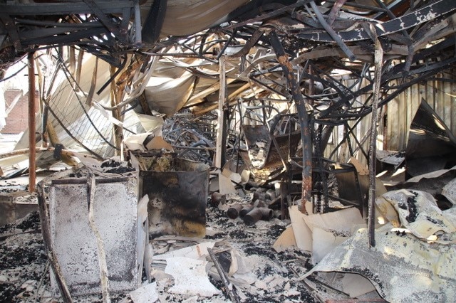 A camp school after a bushfire.